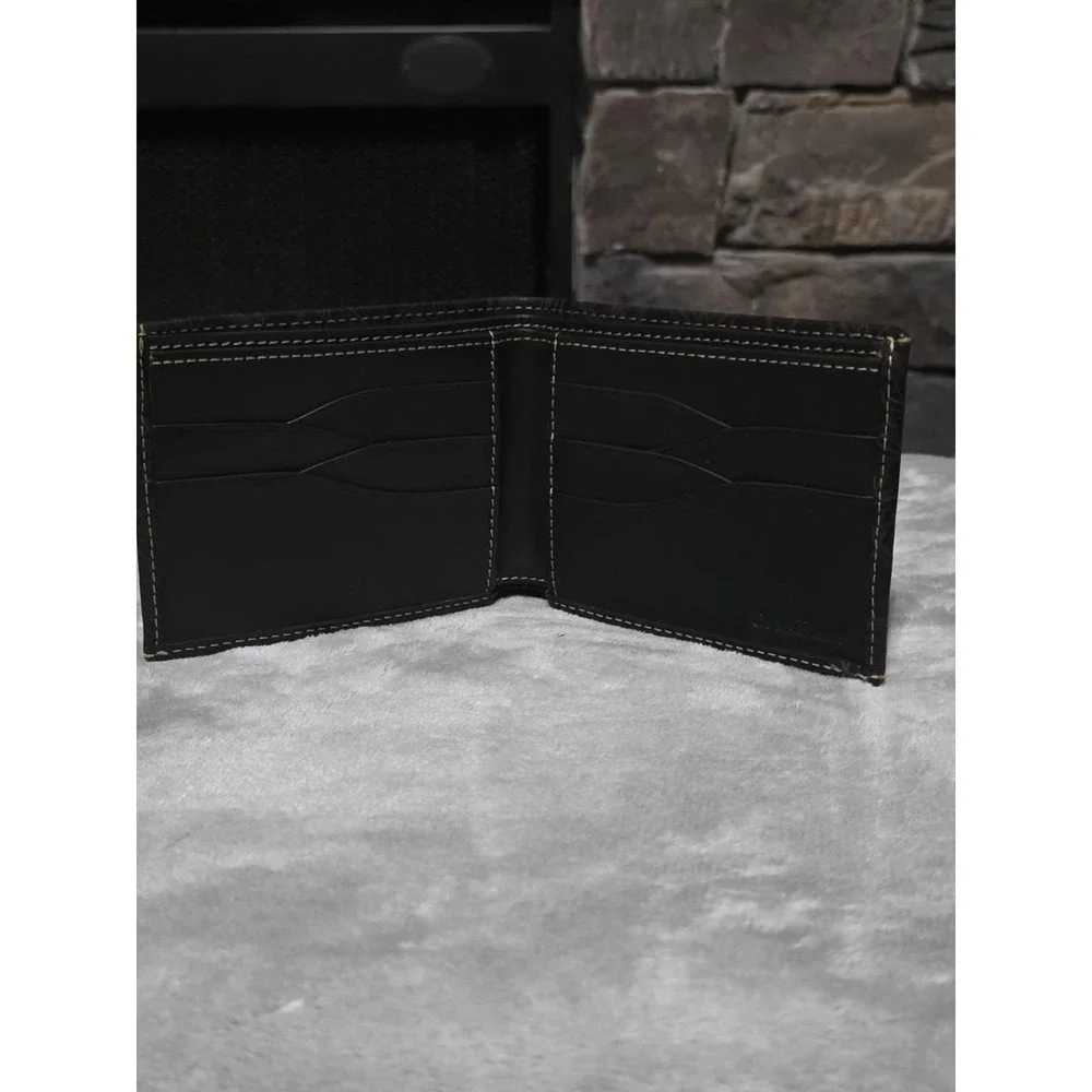 Cole Haan Black Bifold Men's Wallet with Emblem Logo and Outside Design